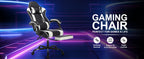 Gaming Chair with Footrest, Ergonomic Computer Chair with Headrest and Lumbar Support, Breathable Material Height Adjustable 