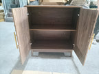 Modern Sideboard Buffet Cabinet with Carved 2 Doors and Adjustable Layer Board for Living Room and Kitchen, Walnut, MDF - Grand Goldman Shop