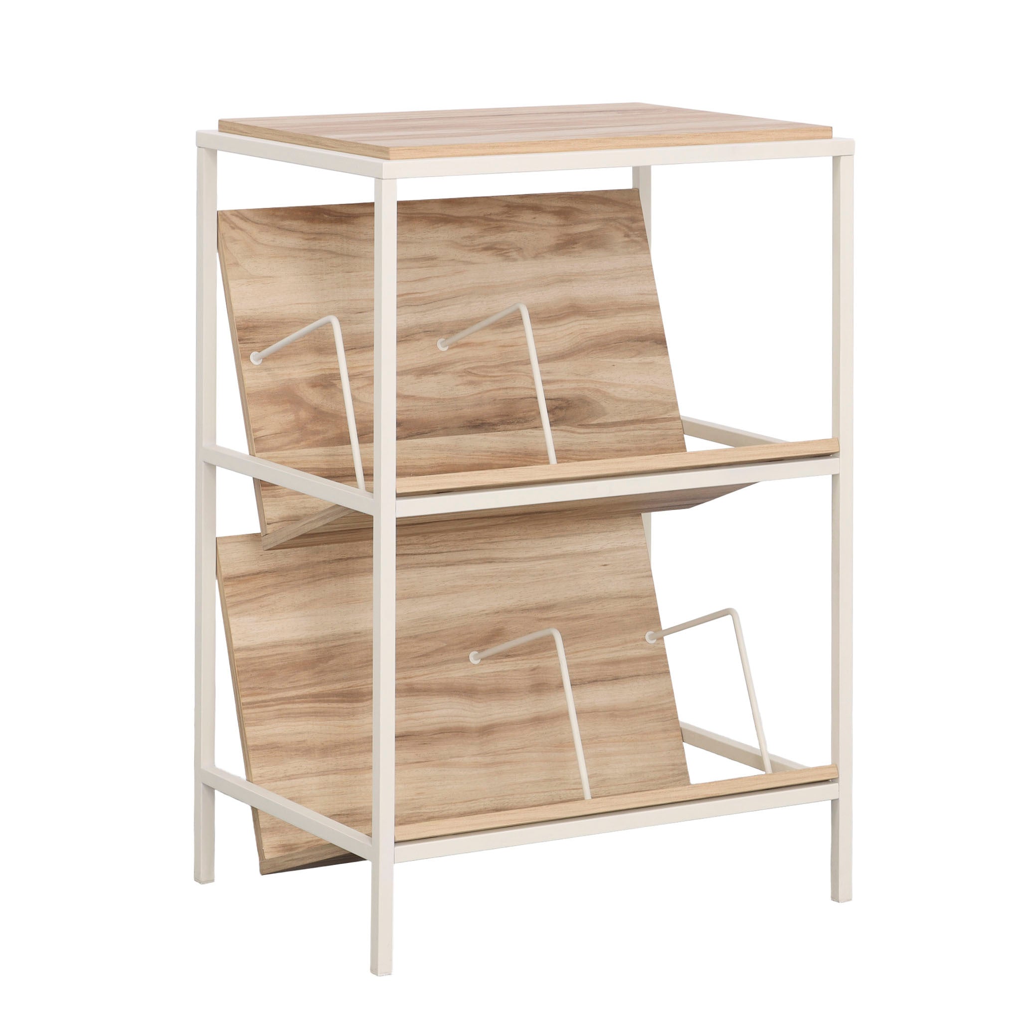 Accent Storage with Tilted Shelves, Acacia finish | Premium Home Decor - Grand Goldman