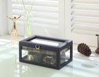 9.8' Long Tempered Glass and Leather Jewelry Case / Watch Display, Blue - Grand Goldman Shop