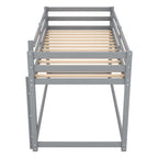 Gray Twin Over Twin Floor Bunk Bed with Ladder, Solid Pine Wood, 79.1''L x 42''W x 46.5''H - Grand Goldman Shop