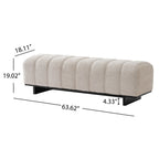 Indoor Dining Bench, Beige Faux Fur Fabric Bench with Rubber Wood Legs , 250lbs, Comfortable Seating for Dining Room/Living Area - Grand Goldman Shop