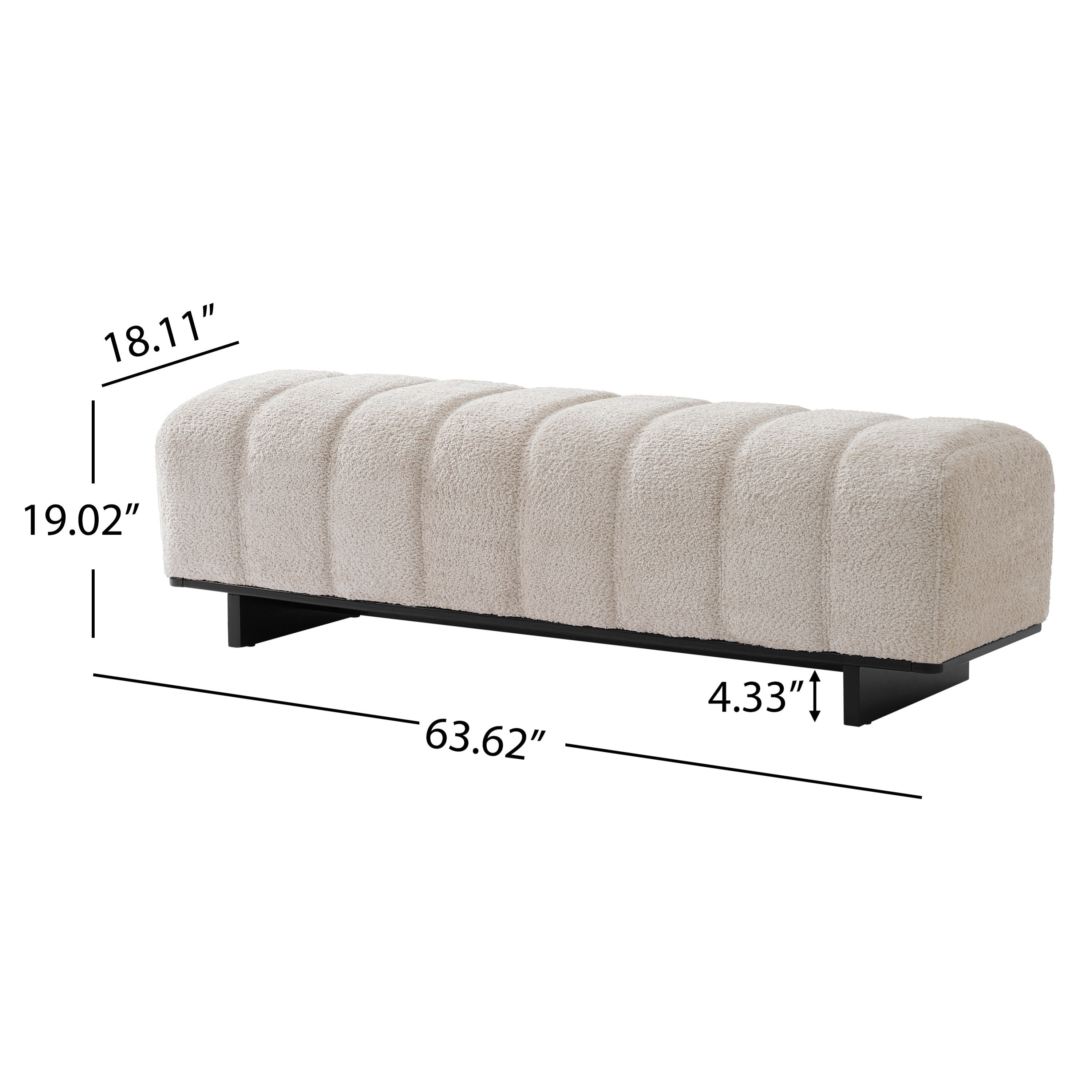 Indoor Dining Bench, Beige Faux Fur Fabric Bench with Rubber Wood Legs , 250lbs, Comfortable Seating for Dining Room/Living Area - Grand Goldman Shop