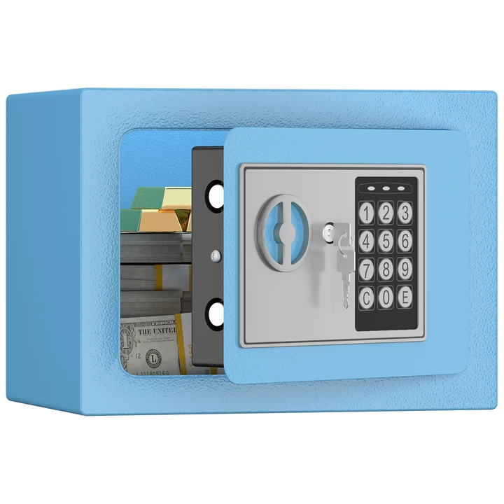 Secure Safe With Key And Password Money Home Safe, 0.23 Cubic Feet Small Safe, Mini Storage Cabinet, Suitable For Home Use, C