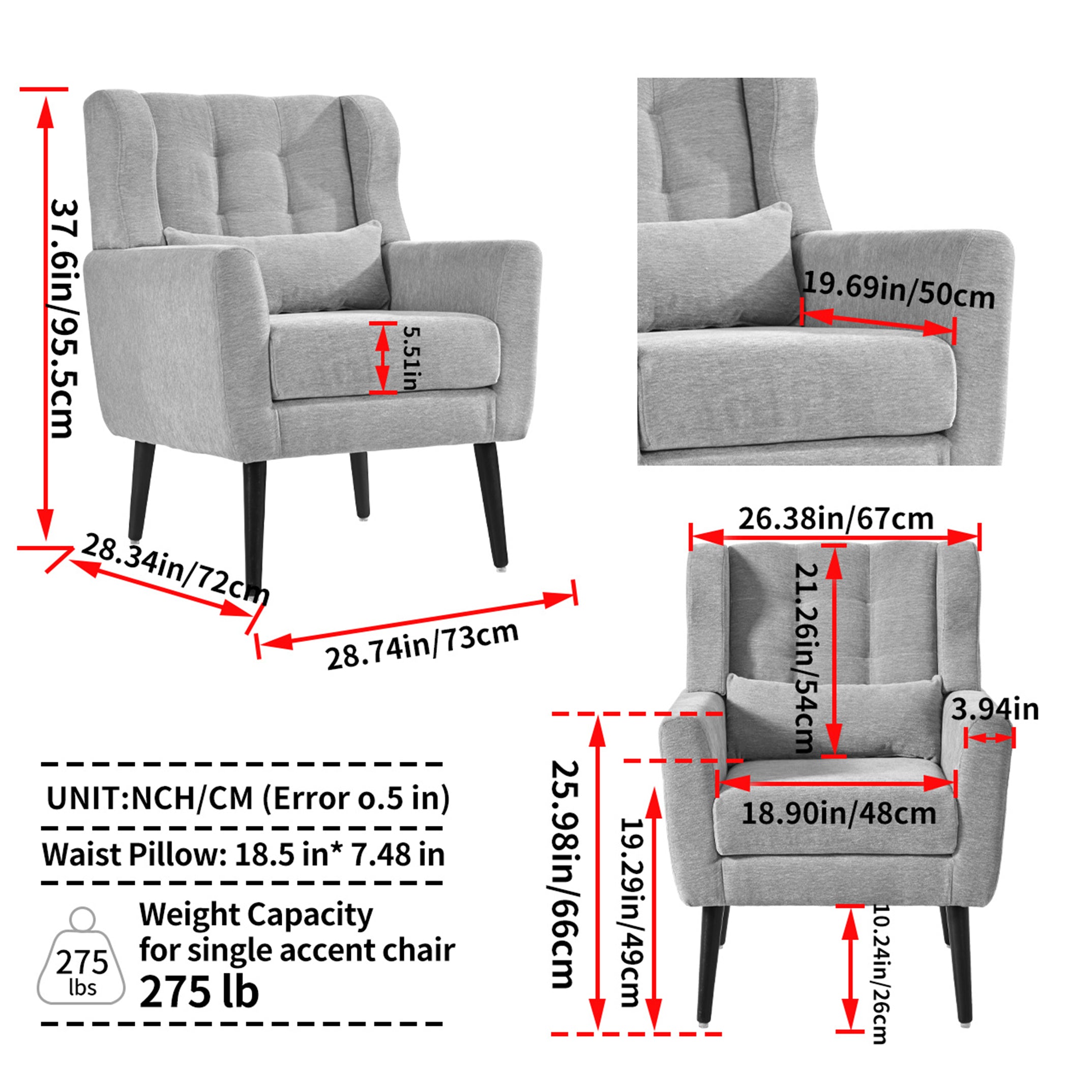 Modern Accent Chair, Chenille Arm Chairs for Living Room, Upholstered Modern Armchair, Comfy Soft Padded Lounge Chair in Small Space, Bedroom, w/Pillow, Solid Wood Leg, Olive Green - Grand Goldman Shop
