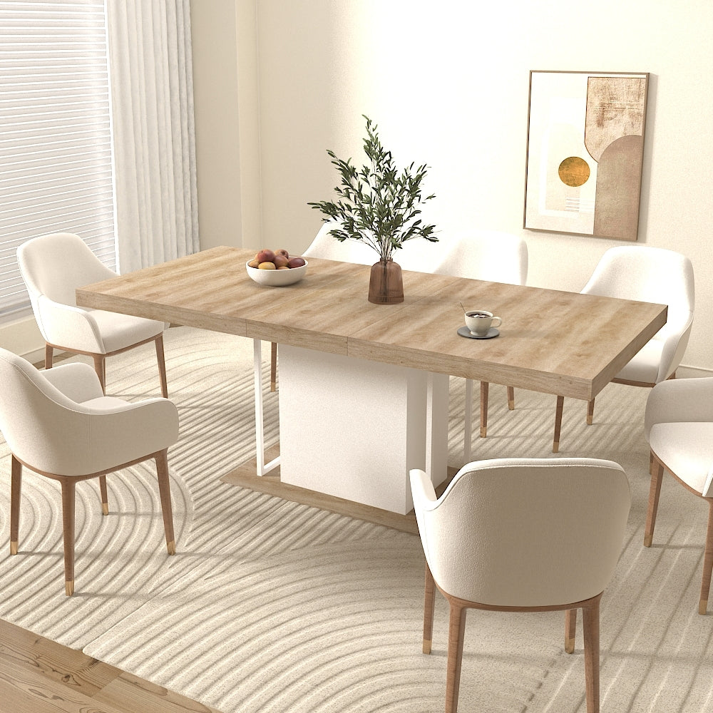 Rectangle extendable dining table for 6-10 people aged effect wood 160-200 cm - Grand Goldman Shop