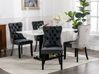 A&A Furniture,Nikki Collection Modern, High-end Tufted Solid Wood Contemporary PU and Velvet Upholstered Dining Chair with Wood Legs Nailhead Trim  2-Pcs Set，Black+Gray, SW2101BG - Grand Goldman Shop