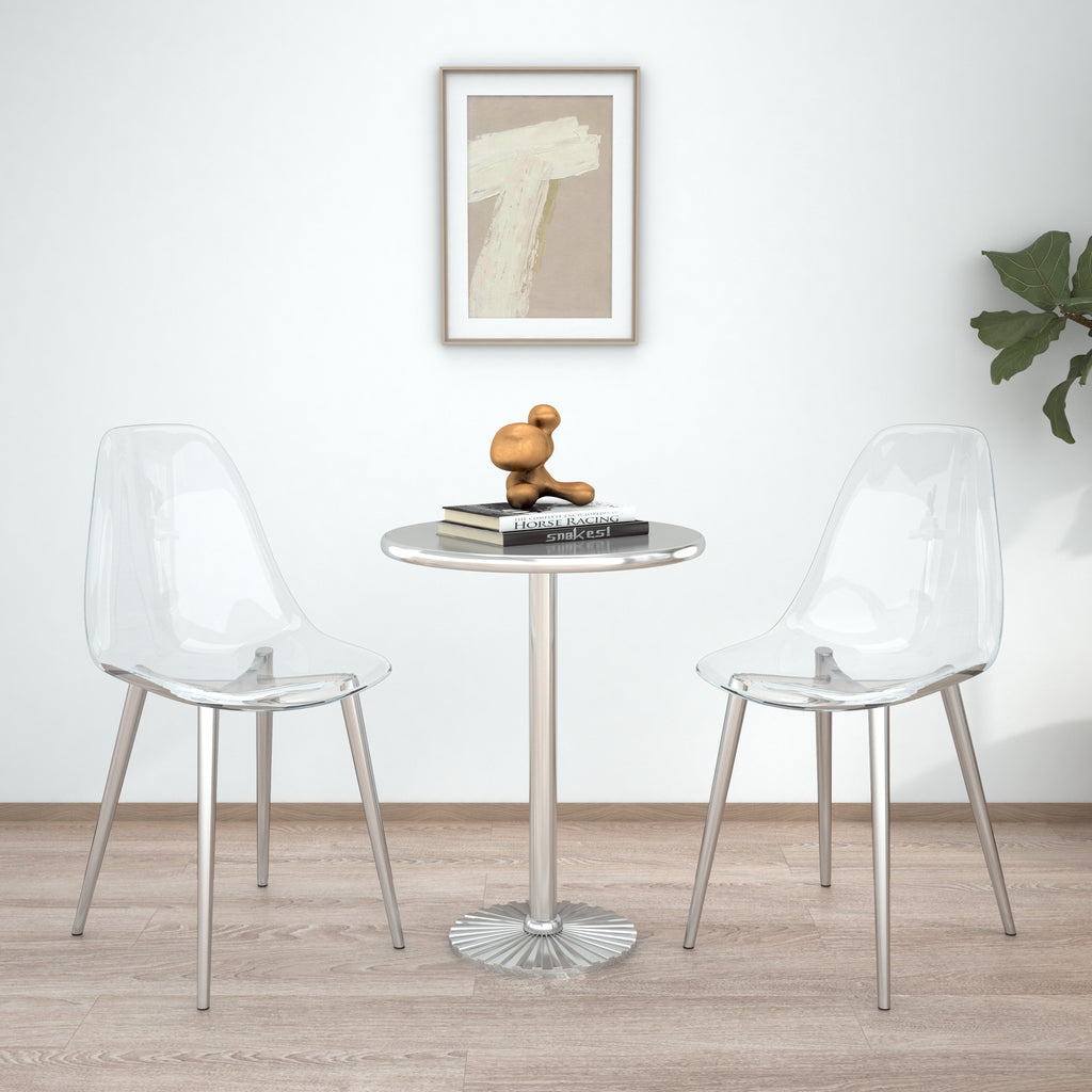 Modern simple transparent dining chair plastic chair armless crystal chair Nordic creative makeup stool negotiation chair Set of 4 and plating metal legW115164140,TW-1200 - Grand Goldman Shop