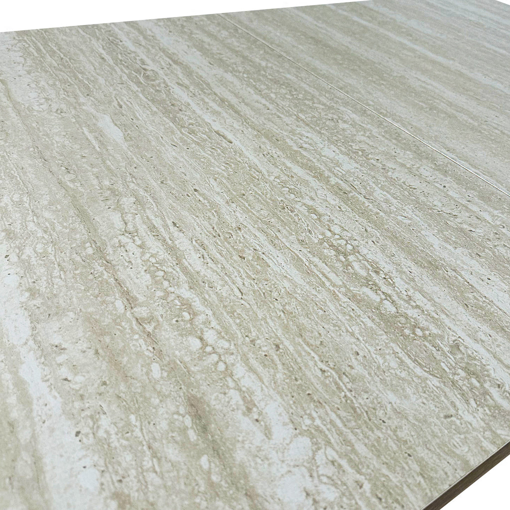 Rectangular extendable dining table, suitable for 6-10 people, with veined travertine pattern, dimensions 160-200 cm, simple and elegant. - Grand Goldman Shop