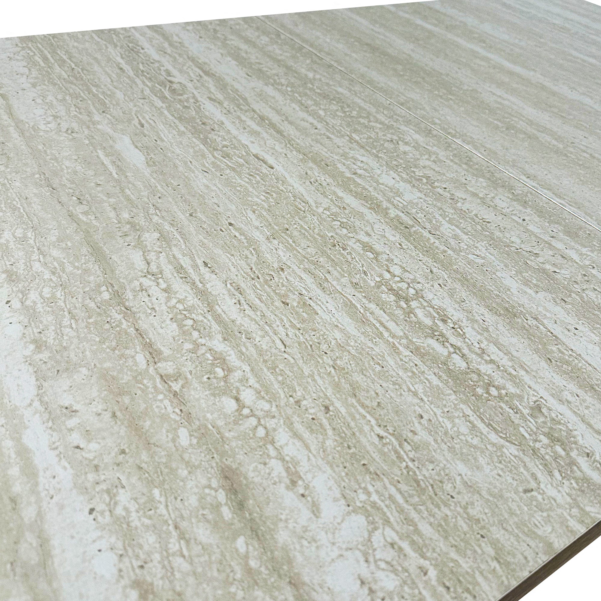 Rectangular extendable dining table, suitable for 6-10 people, with veined travertine pattern, dimensions 160-200 cm, simple and elegant. - Grand Goldman Shop