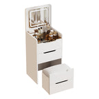 ( 48CM ) 3 in 1 Vanity Desk with Plip Top Mirror, Small Make Up Vanity Set with Visible Glass Desktop, Compact Makeup Vanity with 3 Drawers, Dressing Table for Bedroom ( WHITE COLOR ) - Grand Goldman Shop