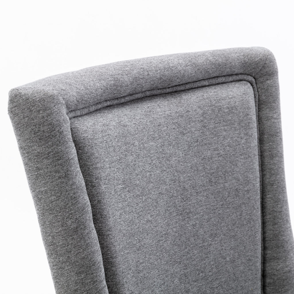 A&A Furniture Ultra Side Dining Chair with Thickened Fabric and Solid Wood Legs, Bronze Nail Head, Set of 2, Gray - Grand Goldman Shop