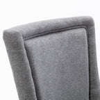 A&A Furniture Ultra Side Dining Chair with Thickened Fabric and Solid Wood Legs, Bronze Nail Head, Set of 2, Gray - Grand Goldman Shop