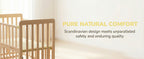 Portable Pine Wood Bedside Bassinet with 3 Heights, Natural Wood Mini Crib for Newborns 0-36 Months, Space-Saving Design | Pr