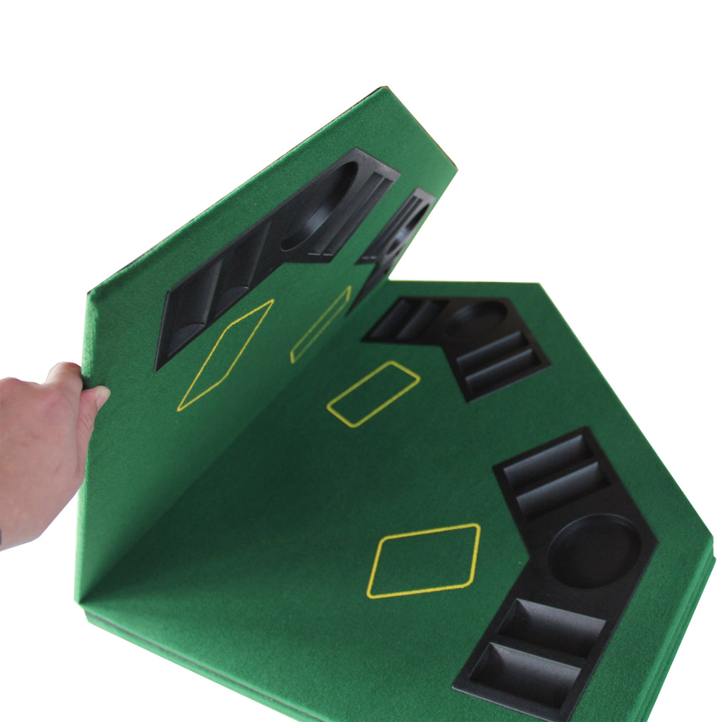 INO Design 48' Folding Poker Tabletop for 8-Player Texas Holdem Octagon Casino Game Portable Layout Mat Green - Grand Goldman