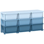 Qaba 3 Tier Kids Storage Unit, 9 Drawer Chest Toy Organizer Plastic Bins for Kids Bedroom Nursery Kindergarten Living Room fo