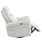 270° Power Swivel Rocker Recliner Chair, PU Leather Electric Glider Reclining Sofa with USB Ports, Power Swivel Glider, Rocking Chair,Nursery Recliners for Living Room Bedroom(Light Gray+270°Swivel) - Grand Goldman Shop