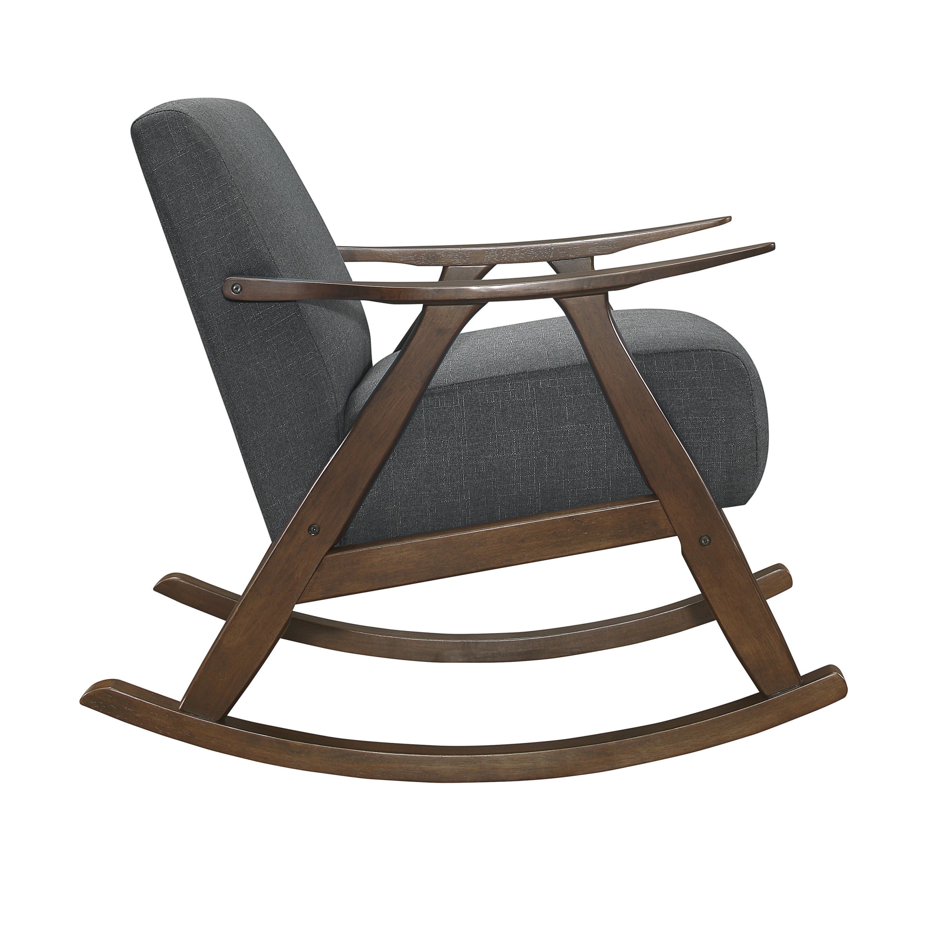 Modern Home Furniture 1pc Rocking Chair Dark Gray Fabric Upholstered Dark Walnut Finish Wood Cushion Seat and Back - Grand Goldman Shop