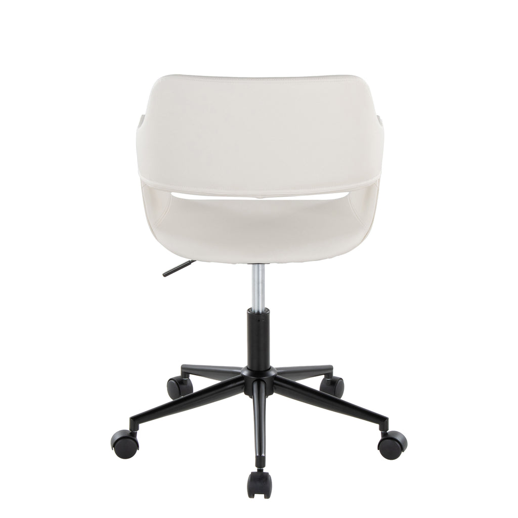 Contemporary Task Chair in Black Metal and White Faux Leather - Grand Goldman