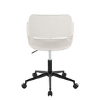 Contemporary Task Chair in Black Metal and White Faux Leather - Grand Goldman