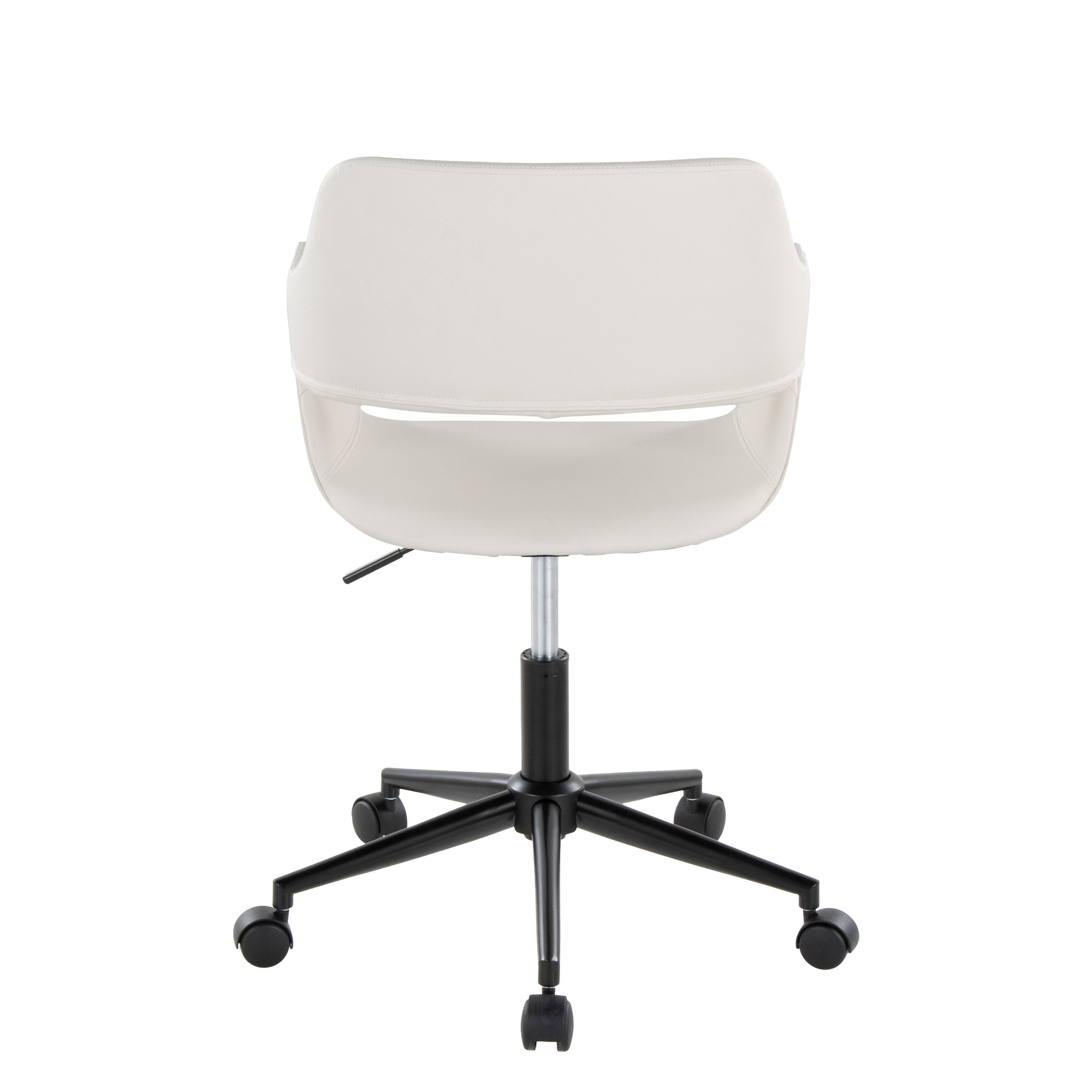 Contemporary Task Chair in Black Metal and White Faux Leather - Grand Goldman