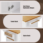 K&K 52'' Kitchen Island with Drop Leaf, Embossed Texture Kitchen Island on Wheels with Spice Rack, Towel Rack, 2 Doors and 5 Drawers, Kitchen Storage Cart with Adjustable Shelf for Kitchen, White - Grand Goldman Shop