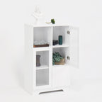 Modern MDF Painted Cabinet with Glass Doors and Drawer, White, for Bedroom and Living Room - Grand Goldman Shop