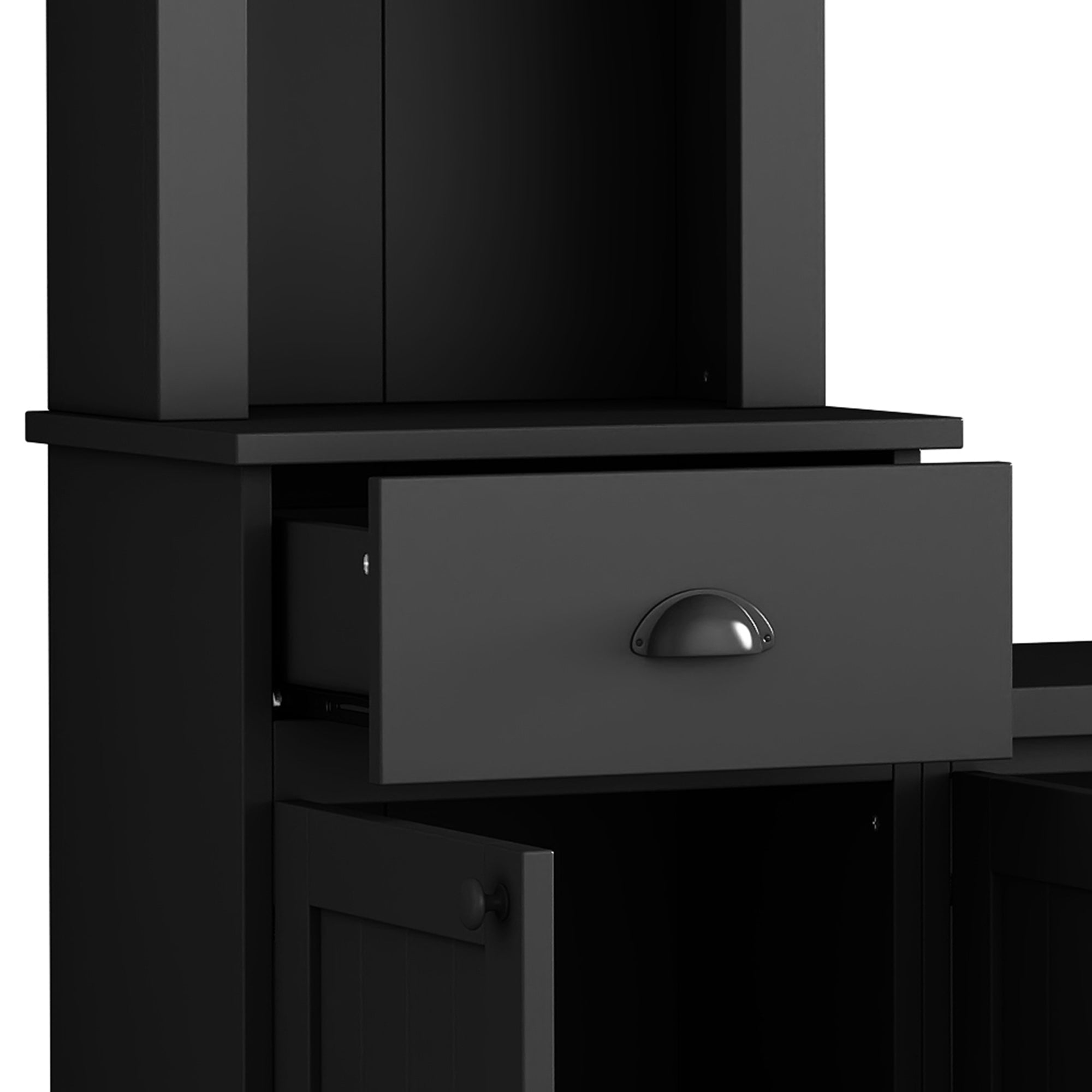 Minimalist Entertainment Wall Unit Set with Bridge for TVs Up to 75'', Ample Storage Space TV Stand with Adjustable Shelves, Modernist Large Media Console for Living Room, Black - Grand Goldman Shop