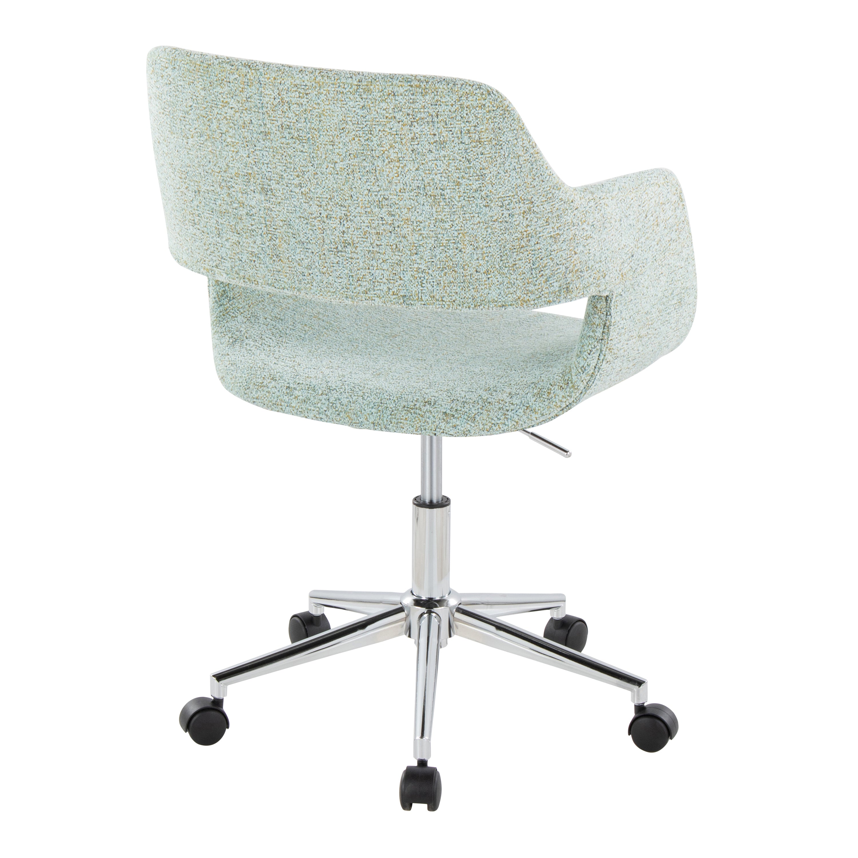 Contemporary Task Chair in Chrome Metal and Light Green Fabric - Grand Goldman