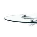 Round glass bar high table, 36 inch round bar table, tempered glass tabletop, sturdy silver chrome plated four column support, suitable for transparent round bar tables in small spaces, kitchens - Grand Goldman Shop