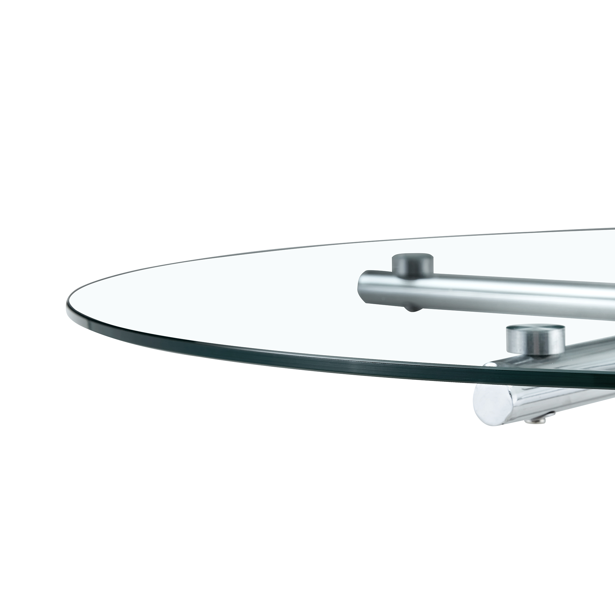 Round glass bar high table, 36 inch round bar table, tempered glass tabletop, sturdy silver chrome plated four column support, suitable for transparent round bar tables in small spaces, kitchens - Grand Goldman Shop