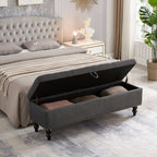 59' Bed Bench with Storage Grey Fabric - Grand Goldman Shop