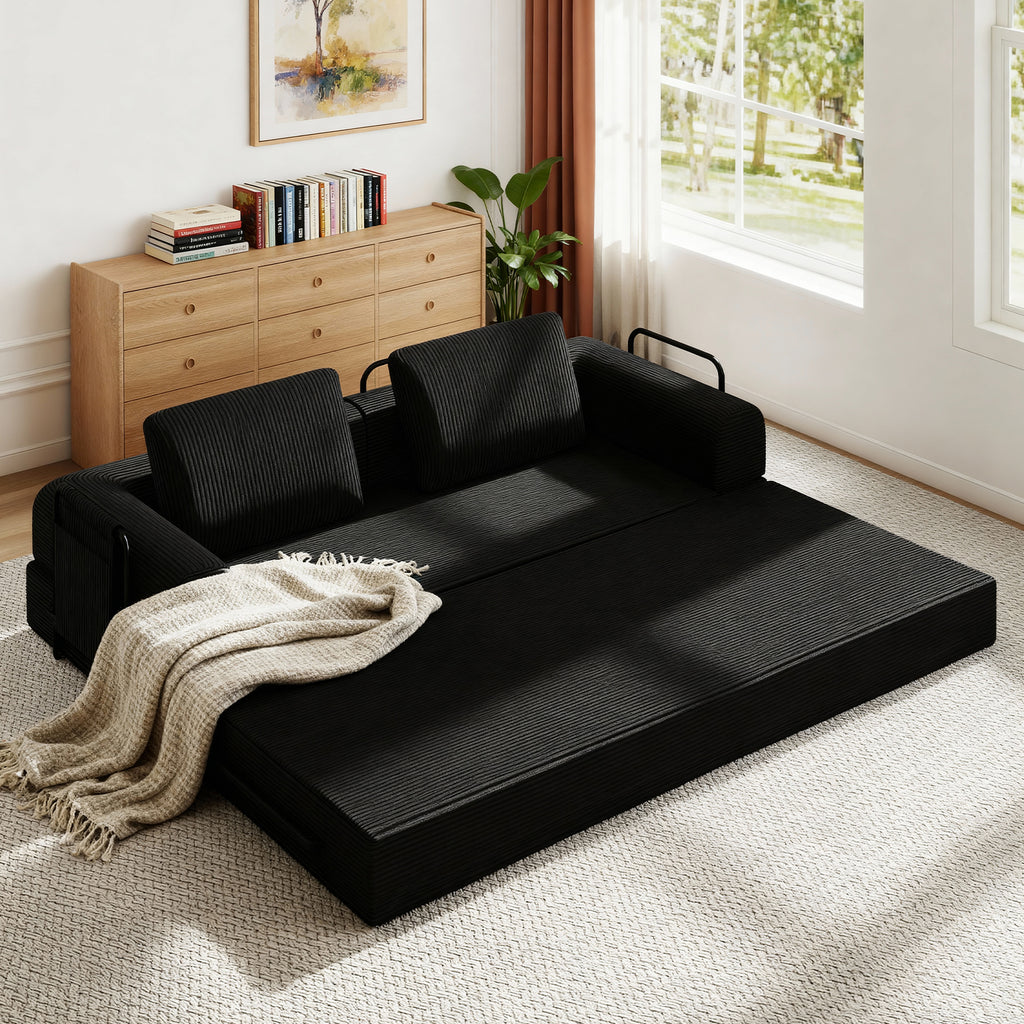 78 Inch Convertible Sleeper Sofa Bed, Futon Boneless Couch Lounge Loveseat with Pull Out Bed, No Assembly Required - Grand Goldman Shop