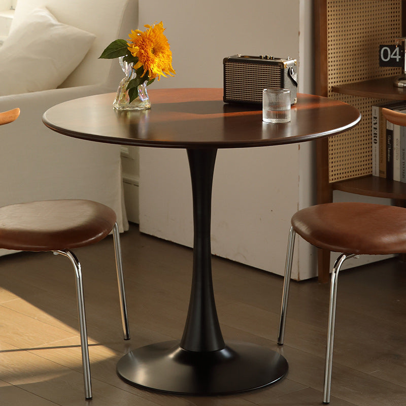 Walnut Round Table, Modern Dining Table, Dining Table, MDF Top and Steel Base Tulip Round Kitchen Table, Kitchen Table, Mid Century Coffee Table for Living Room 24 Inch, Oval Dining Table - Grand Goldman Shop