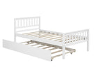 Twin Bed with Trundle, Platform Bed Frame with Headboard and Footboard, for Bedroom Small Living Space,No Box Spring Needed,White - Grand Goldman Shop
