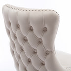 A&A Furniture,Upholstered Wing-Back Dining Chair with Backstitching Nailhead Trim and Solid Wood Legs,Set of 2, Beige,SW8809BG,KD - Grand Goldman Shop