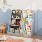 Kids Bookshelf and Toy Storage Organizer, Multifunctional 4 Tier Wooden Kids Book Shelf with  Bookcase Display Stand in Kids 