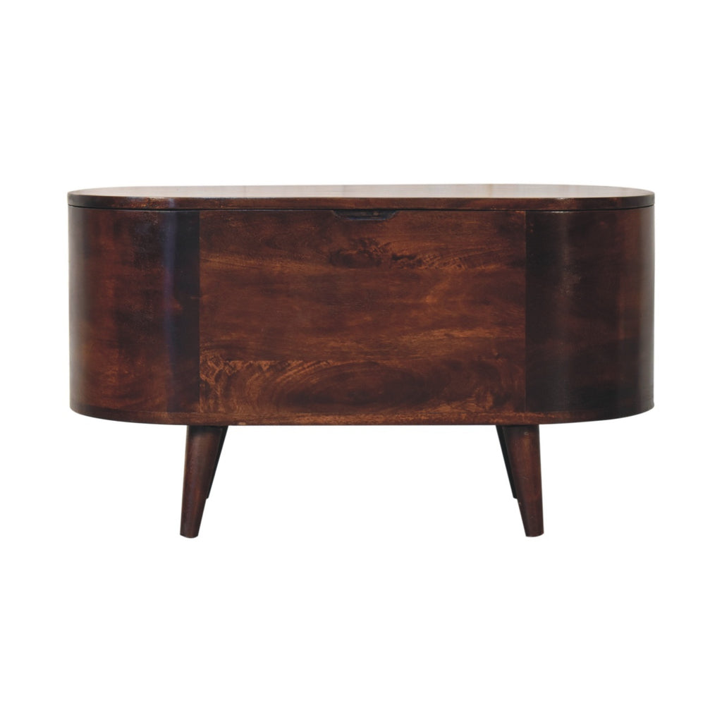 Solid Wood Light Rounded Lid-up Blanket Box, Walnut, Dark Brown - Grand Goldman Shop