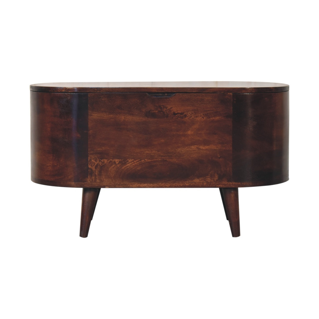 Solid Wood Light Rounded Lid-up Blanket Box, Walnut, Dark Brown - Grand Goldman Shop