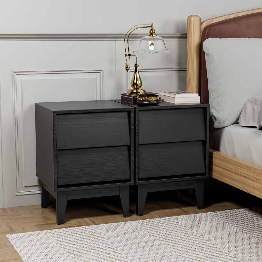 2 Set Nightstands Features Vintage-style and Bevel Design, Made of MDF, Mid Century Modern Nightstand, Night Stand for Bedroom - Grand Goldman Shop