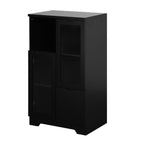 Modern MDF Painted Cabinet with Glass Doors and Drawer, Black, Bedroom or Living Room Storage - Grand Goldman Shop