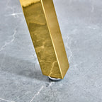 Modern minimalist style rectangular glass dining table with tempered glass tabletop and golden metal legs, suitable for kitchen, dining room, and living room, 51 ' * 31.5 ' * 29.5 '   1123 - Grand Goldman Shop
