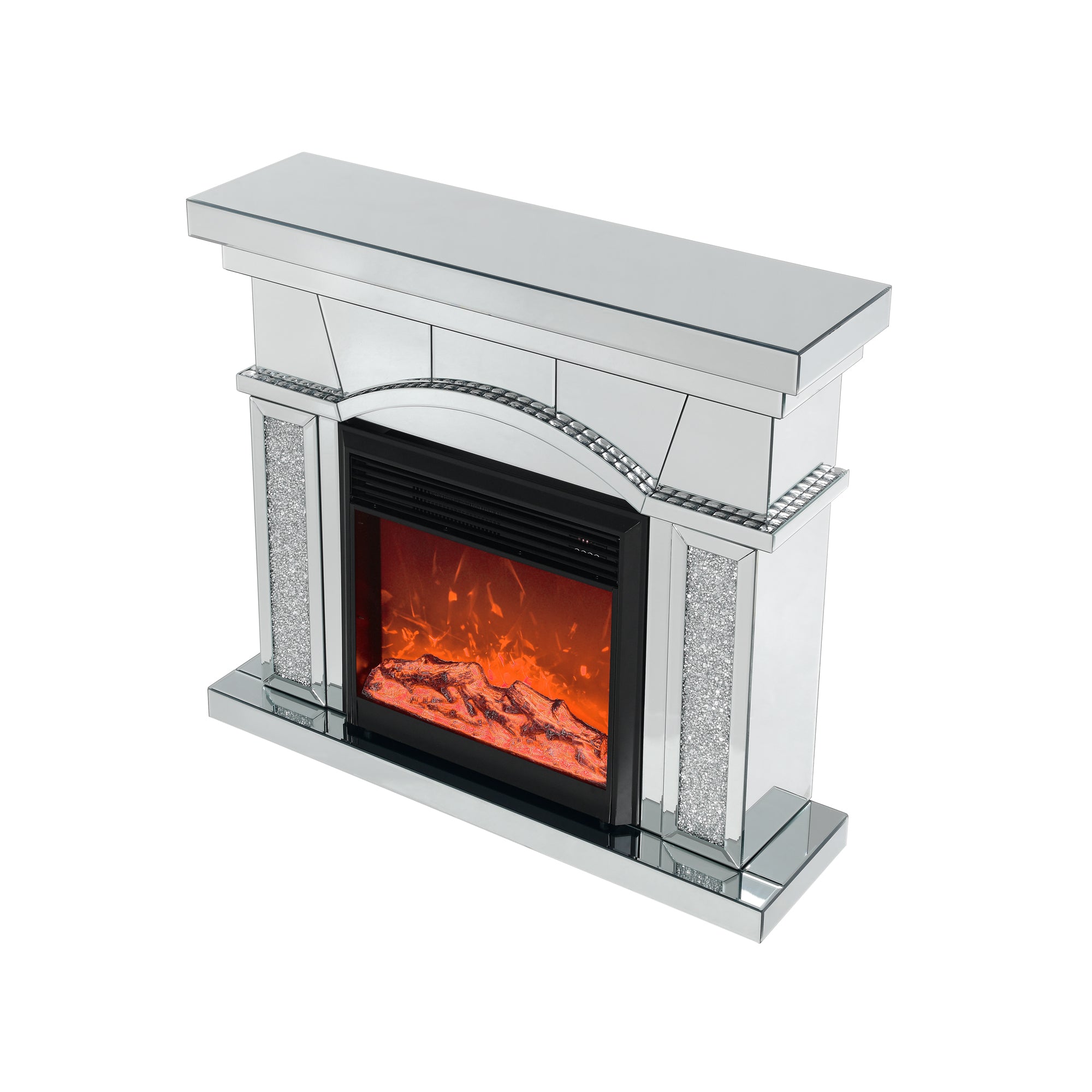 W 46' X D 12.5' X H 41' Dome door acrylic mirror fireplace cabinet, TV fireplace cabinet - Grand Goldman Shop