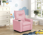 Perline 23'W Pink PU Leather Kids Recliner Chair with Cupholder - Grand Goldman