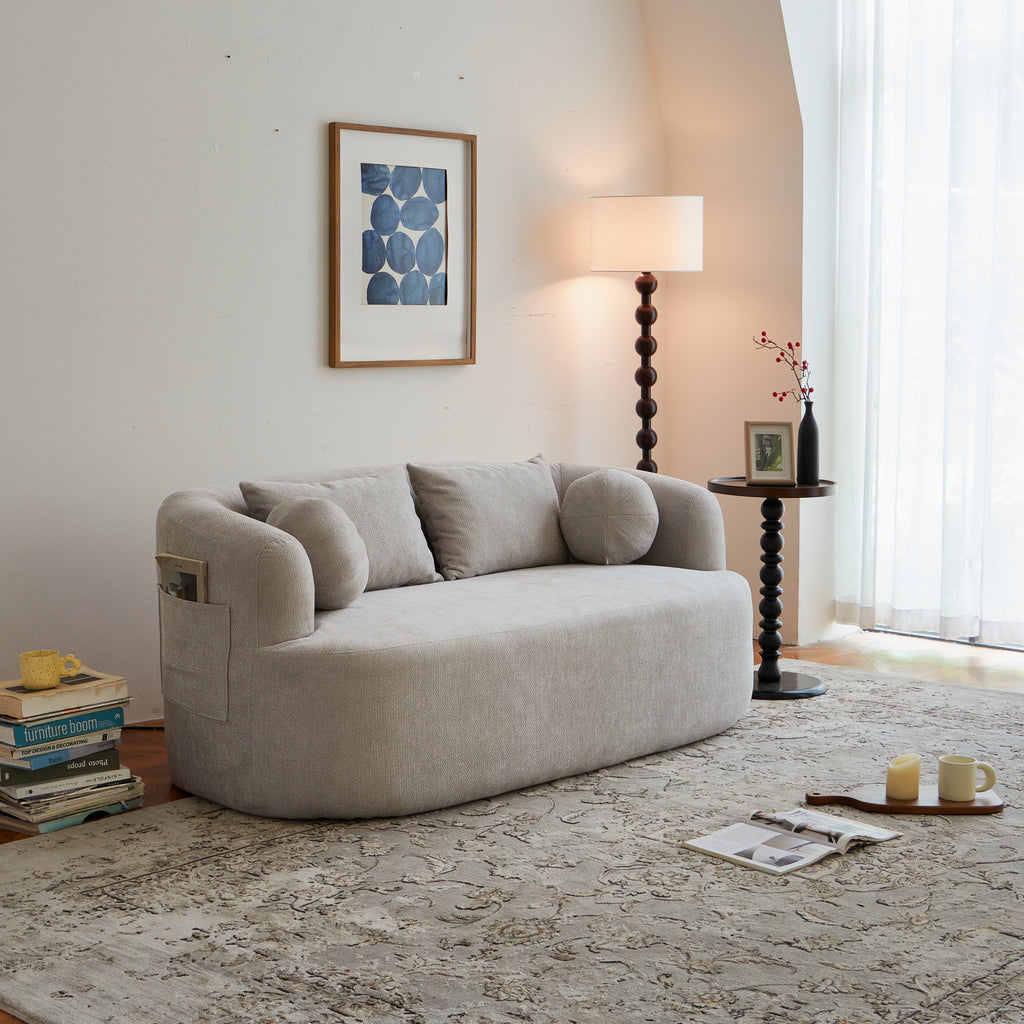 Sofa-in-a-Box, Memory Foam 2-Seater Couch, No Installation & Easy to Transport, Deep Seat Modern Sofa with chenille Fabric, Couch for Living Room, Bedroom, Apartment, Home Office,Gray - Grand Goldman Shop