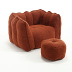 Soft Chenille Bean Bag Chair with High Resilient Foam for Living Room and Bedroom, Comfortable Square Lazy Sofa with Footstool for Adults - Grand Goldman Shop
