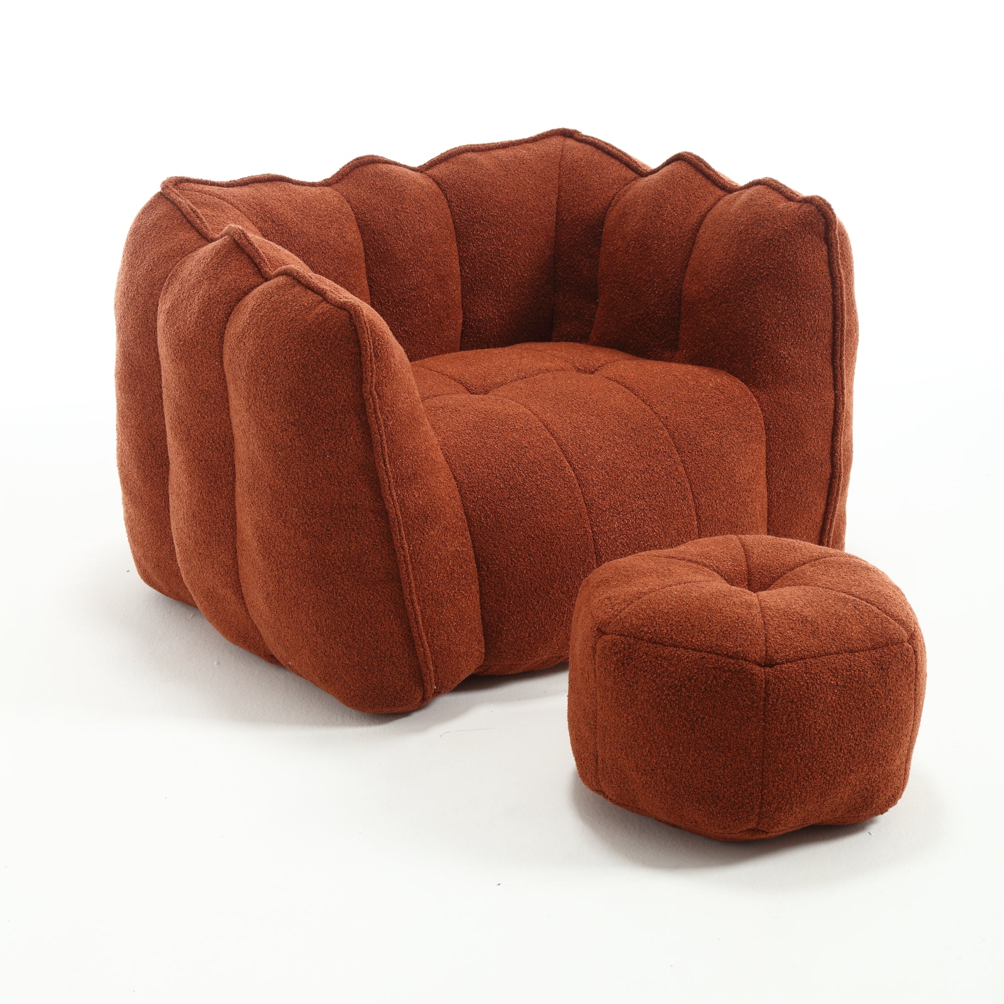 Soft Chenille Bean Bag Chair with High Resilient Foam for Living Room and Bedroom, Comfortable Square Lazy Sofa with Footstool for Adults - Grand Goldman Shop