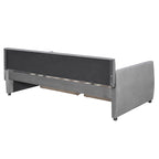 Twin Size Upholstered daybed with Drawers, Wood Slat Support, Gray - Grand Goldman Shop