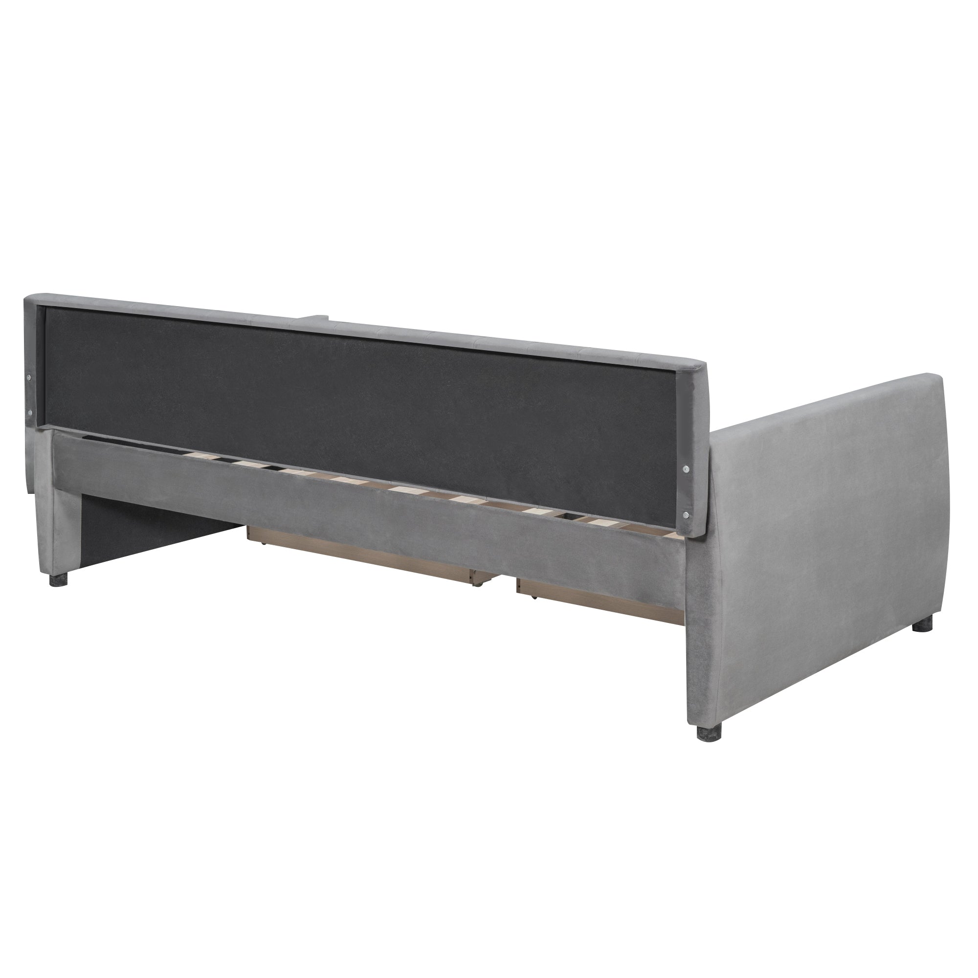 Twin Size Upholstered daybed with Drawers, Wood Slat Support, Gray - Grand Goldman Shop
