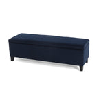 Indoor Dark Blue Storage Ottoman Bench - 51.25''L Upholstered Entryway Bench with Hidden Storage, 300lbs Weight Capacity for Living Room, Bedroom & Hallway - Grand Goldman Shop